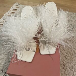 Cult Gaia Shannon Mule Heels Feather